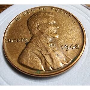 1942 Wheat Penny No Mint Mark Extremely Rare Error On The Rim "L" In Liberty